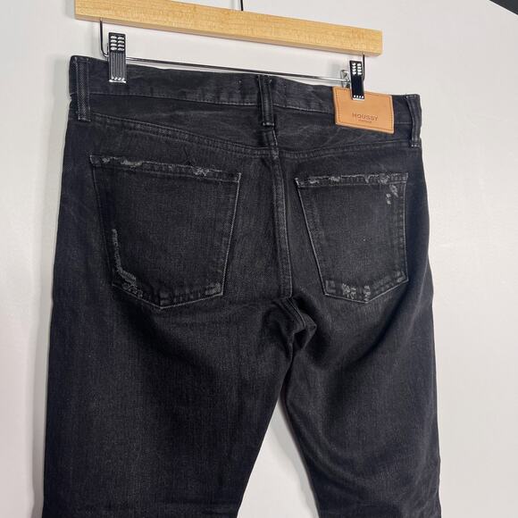 Moussy Vintage 27 Distressed Black Staley Tapered Jeans Button Fly Cotton Fray - Picture 6 of 15